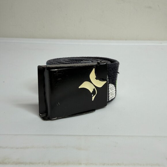 Hurley Men's Canvas Belt Metal Buckle Black Colorful  Pre-owned condition - Picture 1 of 5